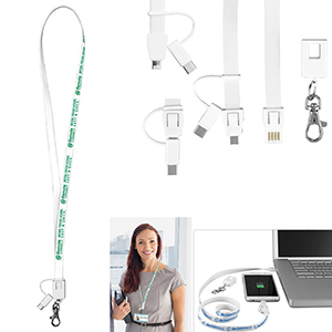 3-in-1 Lanyard Cell Phone Charging Cable with Type C Adapter
